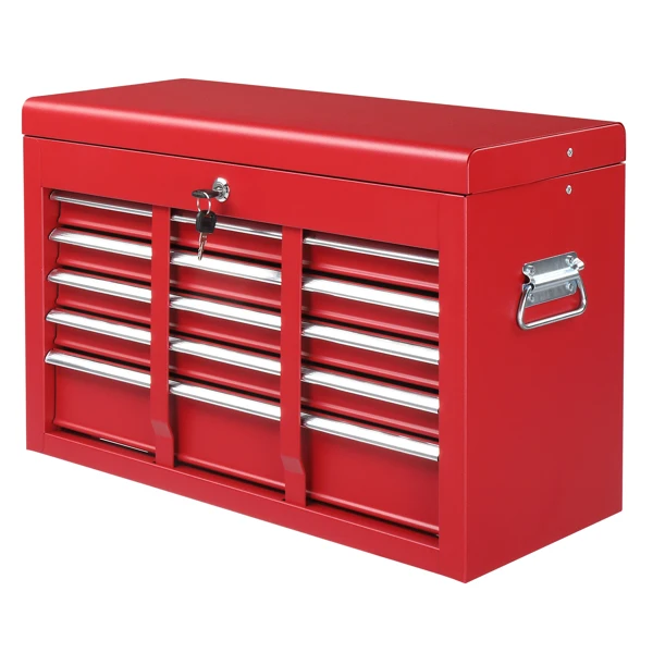 Steel maintenance tool cart cabinet 5 drawers with lock 330lb red view 4