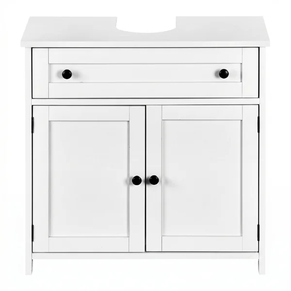 1-Drawer 2-Door Bathroom Vanity Bathroom Cabinet Washbasin Not Included 23.62*11.81*23.62in White view 2